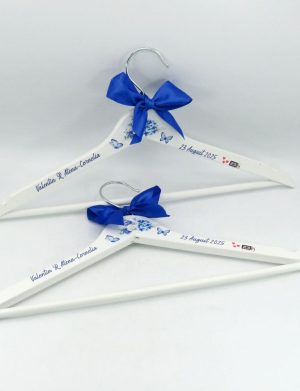 Set 2 umerașe personalizate, din lemn, pentru mire și mireasă, albastru – ILIF509013