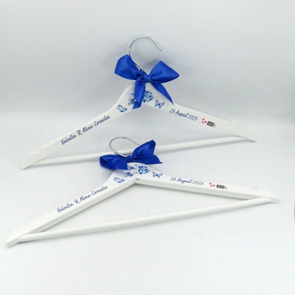 Set 2 umerașe personalizate, din lemn, pentru mire și mireasă, albastru - ILIF509013 - imagine 4