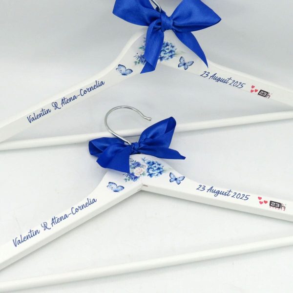 Set 2 umerașe personalizate, din lemn, pentru mire și mireasă, albastru - ILIF509013 - imagine 10