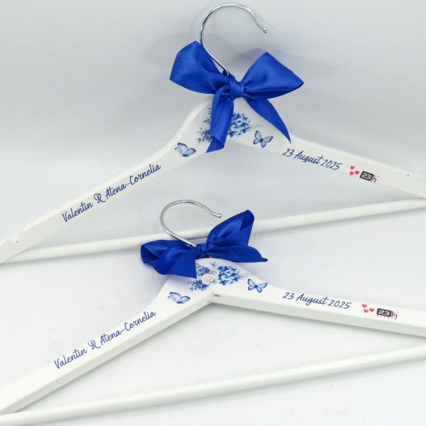 Set 2 umerașe personalizate, din lemn, pentru mire și mireasă, albastru - ILIF509013 - imagine 9