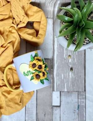 Cana fimo Floarea-Soarelui, decorata manual, AHGL13447
