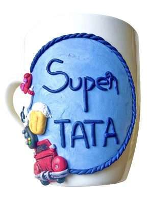 Cana fimo  Super Tata, decorata manual, AHGL12985