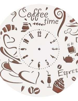 Ceas cadou Coffee Time, lemn de plop, diam.25cm, grosime 6 cm, SOMIS177