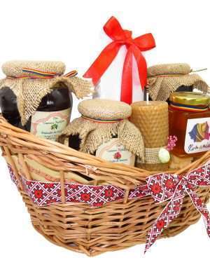Cos cadou traditional Paste, Dulce Absolut, 7 piese, produse naturale – ILIF146