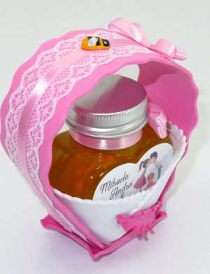 Marturii dulci cu miere, model handmade Cupe cu nectar – roz, borcan 90 gr – DSBC1680