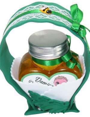 Marturii dulci cu miere, model handmade Cupe cu nectar – verde, borcan 90 gr – DSBC1670