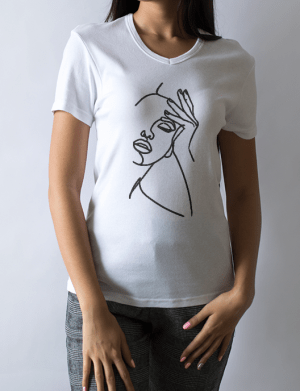 Tricou dama personalizat line art FACE – OPB1105