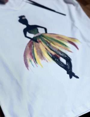 Tricou pictat manual pentru femei Balerina, AHGL13289