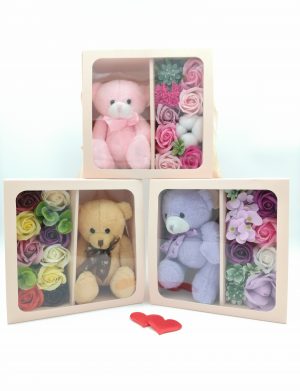 Set cadou Sweet Teddy Bear, trandafiri de sapun, ursulet de plus, DSPH10212