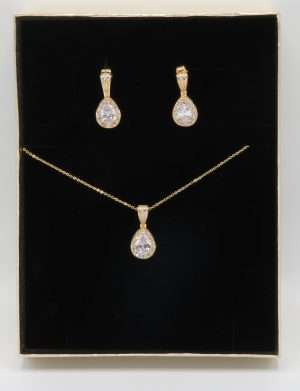 Set bijuterii mireasa, colier cu pandantiv & cercei – ILIF1841