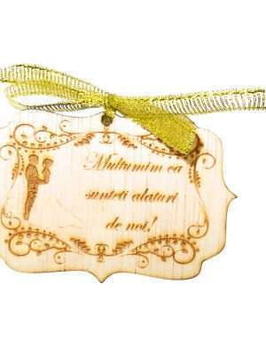 Marturie nunta 1, din lemn, nepersonalizata, maro cu fundita, (mostra), SOMIS1813