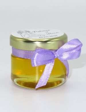 Marturii dulci cu miere, model handmade Iubire – lila, borcan 30 gr – DSBC1639