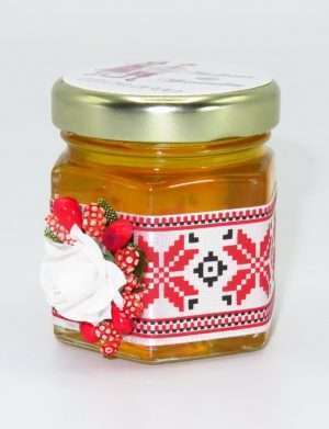 Marturii dulci cu miere, model handmade Traditional – rosu, borcan 50 gr – DSBC1651