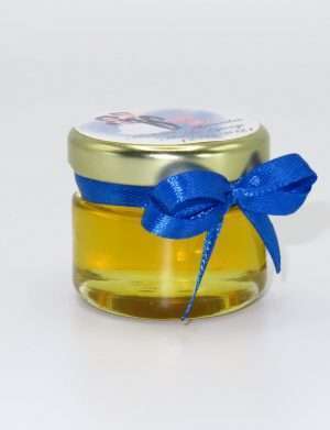 Marturii dulci cu miere, model handmade Iubire – albastru, borcan 30 gr – DSBC1669