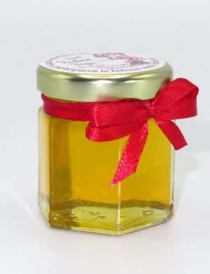 Marturii dulci cu miere, model handmade Iubire – rosu, borcan 50 gr – DSBC167