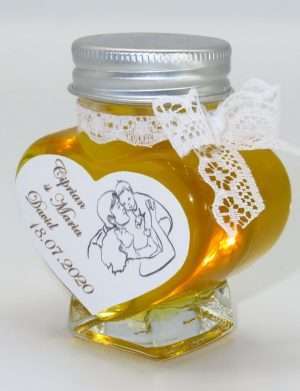 Marturii dulci cu miere, model handmade Eleganta – alb, borcan 90 gr – DSBC1663
