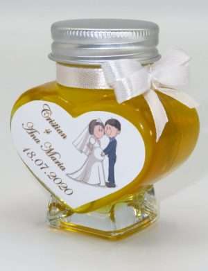 Marturie nunta, borcan gol decorat cu eticheta personalizata, Cupe cu Nectar 90 gr. – DSBC206013