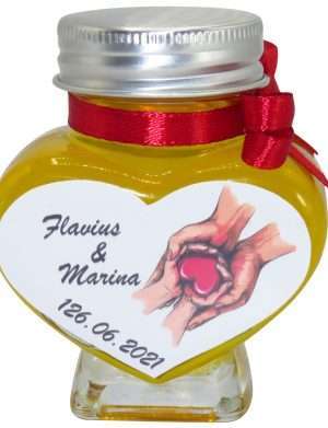 Marturii dulci cu miere, model handmade Iubire – rosu, borcan 90 gr – DSBC1633