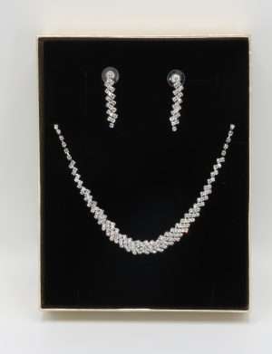 Set bijuterii mireasa, colier & cercei stelute sclipitoare – ILIF1841-3