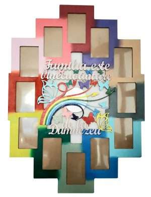 Rama multicolora personalizata, cu 12 cadre si text – FEIS1642
