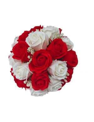 Buchet trandafiri albi si rosii de sapun , ARBC1616